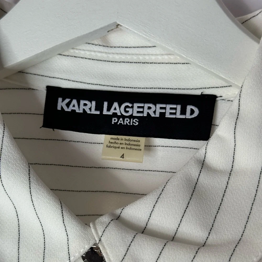 KARL LAGERFELD PARIS Women's Striped Tie-Front Shirtdress - Picture 10 of 14